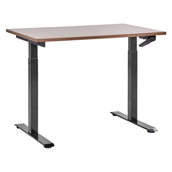 Manuaalisesti säädettävä työpöytä 120 x 72 cm tummaa puuta mustalla DESTINES Lumarkolla!