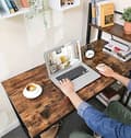 Miniatyrbillede 6 af 7: Computerbord, 120 cm skrivebord med hylder i venstre eller højre side, stabilt, let at samle, til hjemmekontor, indisk stil
