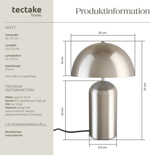 Liten bordslampa Altea, 40W - Matt nickel