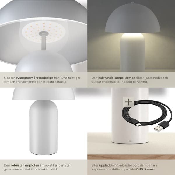 Liten bordslampa Kade, dimbar - vit