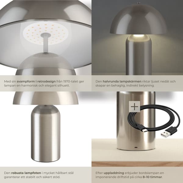 Liten bordslampa Kade, dimbar - Matt nickel