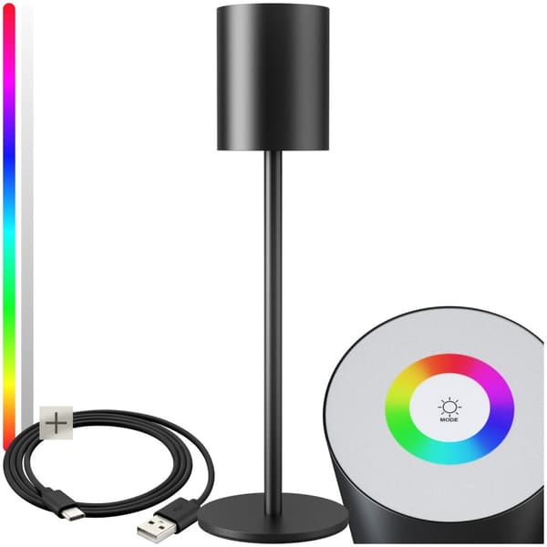 Bordslampa Corly, LED, 7 ljusfärger, dimbar - svart