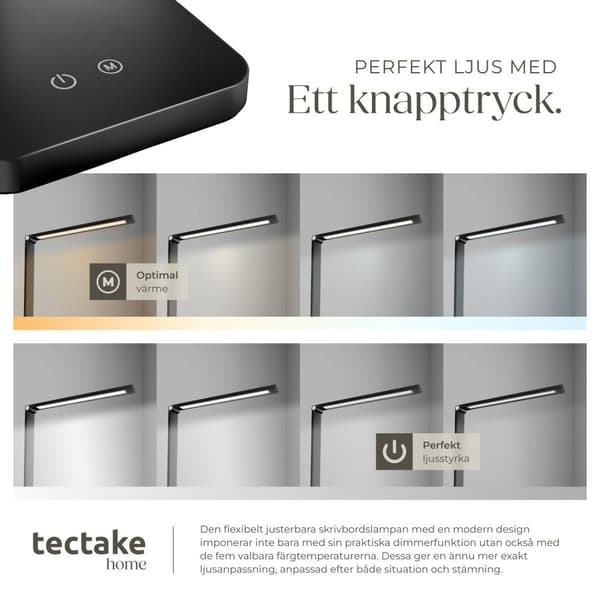 Skrivbordslampa Novaly, LED, dimbar, vikbar, 5W - svart