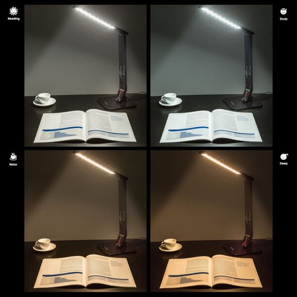 Skrivbordslampa, LED, dimbar, vikbar, 14W - Uppsättning av 2