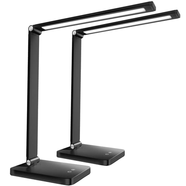 Skrivbordslampa Novaly, LED, dimbar, vikbar, 5W - svart, Uppsättning av 2