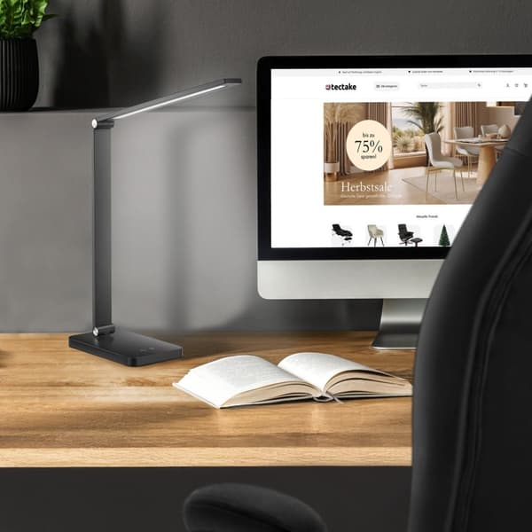 Bordlampe Novaly, LED, dæmpbar, foldbar, 5W - sort,Sæt med 2 stk.