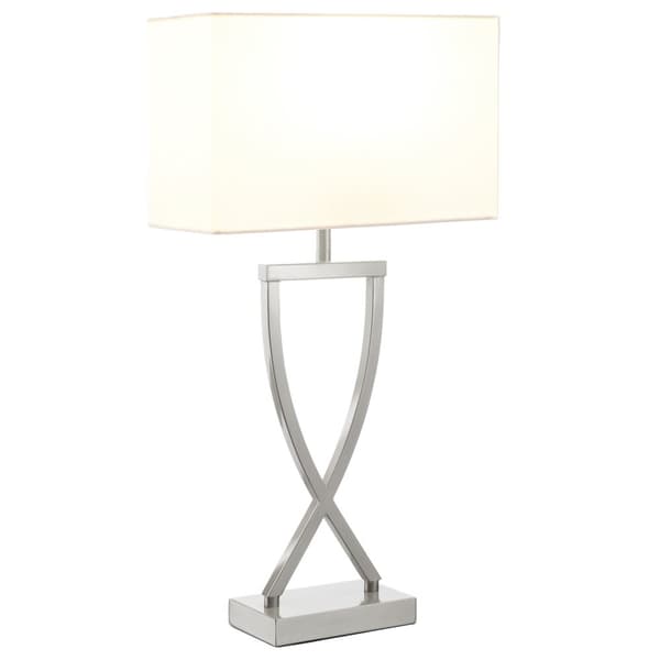 Bordslampa Avina i modern design, 60W - Nickelfärgad