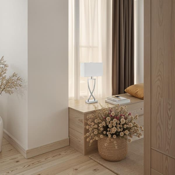 Bordslampa Avina i modern design, 60W - Nickelfärgad