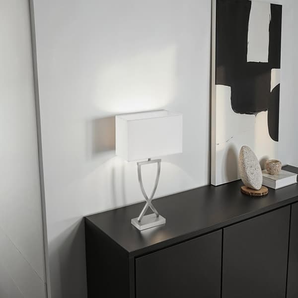 Bordslampa Avina i modern design, 60W - Nickelfärgad