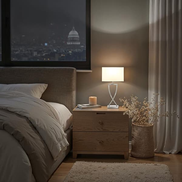 Bordslampa Avina i modern design, 60W - Nickelfärgad