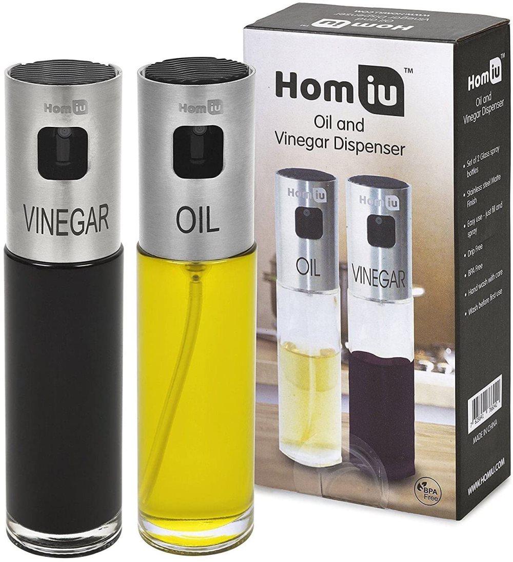 Homiu olja och vin�ger dispenser avtryckare flaska spruta i rostfritt st�l f�r grillmatlagning och salladskrydda