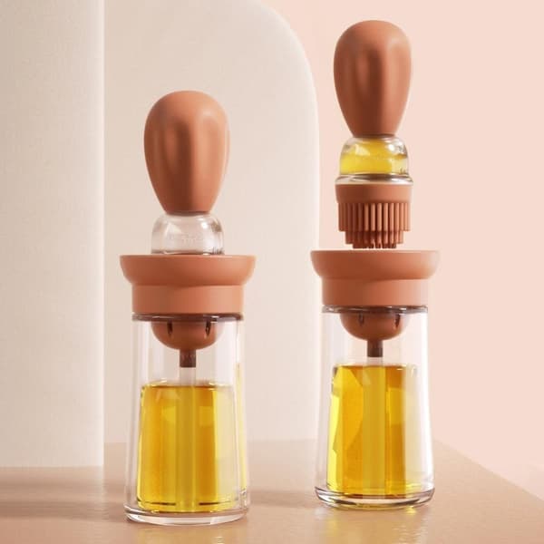 2st 150ml köksoljeflaska med borste, kreativ matolja flaska, silikonglas oljeflaska