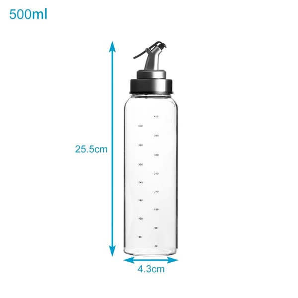 2-stycken multifunktionella oljedispenser Vinäger- och oljeflaskor av glas med 450 ml fyllnadskapacitet - För att hälla upp portioner utan att spilla