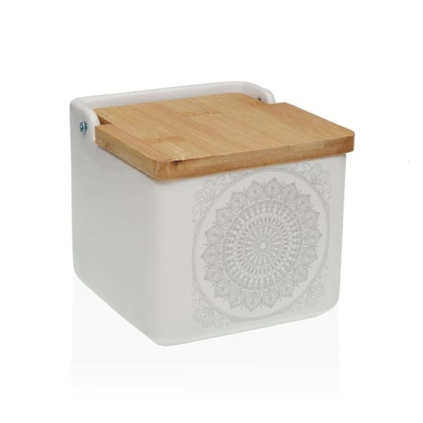 Saltbøsse med låg Versa Mandala 12,2 x 11,5 x 12,2 cm Keramik