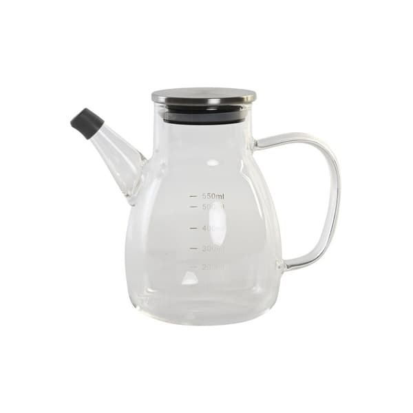 Flakon DKD Home Decor 17 x 10 x 15,5 cm Sølvfarvet Rustfrit stål 550 ml Borosilikatglas