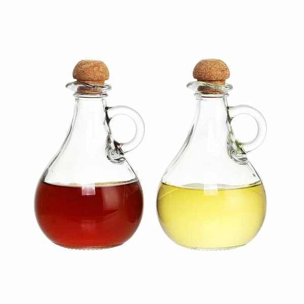 Olie og eddikesæt DKD Home Decor 9 x 9 x 14,5 cm Krystal Gennemsigtig Kork 230 ml 2 enheder