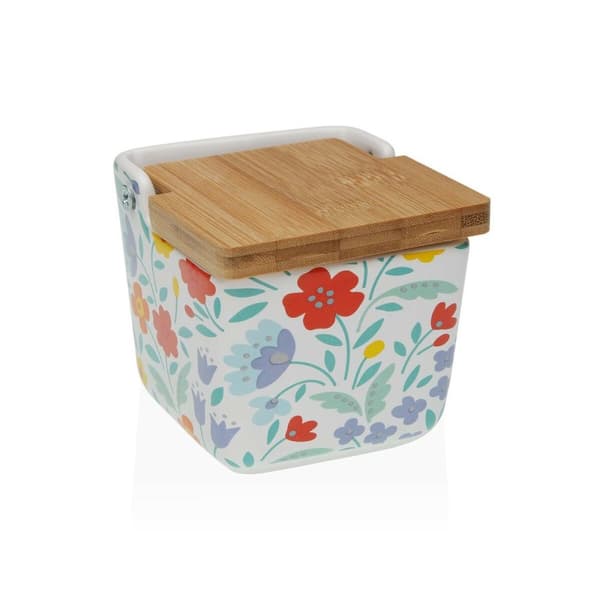 Saltbøsse med låg Versa Keramik Cvetlice 8,8 x 8,5 x 8,8 cm