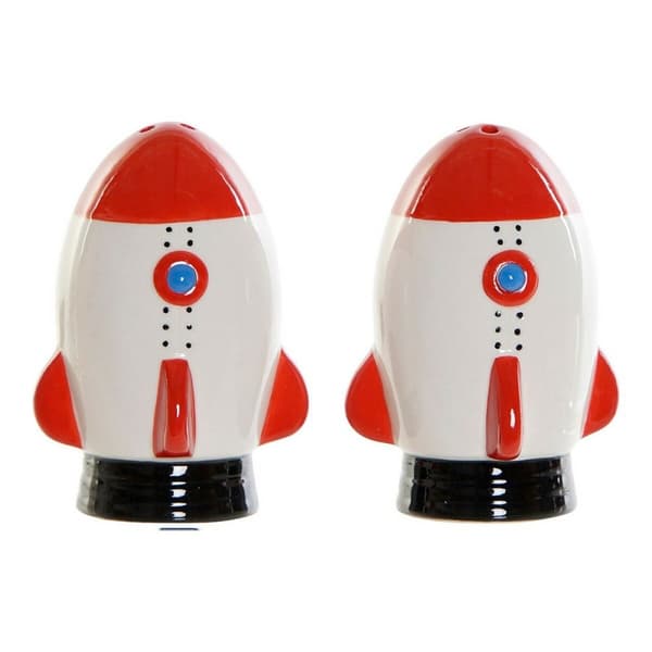 Saltbøsse med Lokk DKD Home Decor Hvit Rød Dolomite 6,5 x 7 x 9 cm (2 pcs)