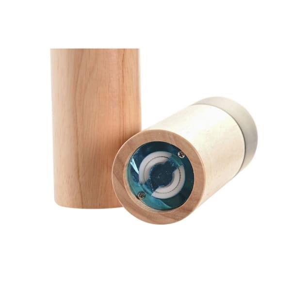 Salt og peppersett DKD Home Decor 5 x 5 x 16 cm Keramikk Svart Gummitre Hvit (2 enheter)