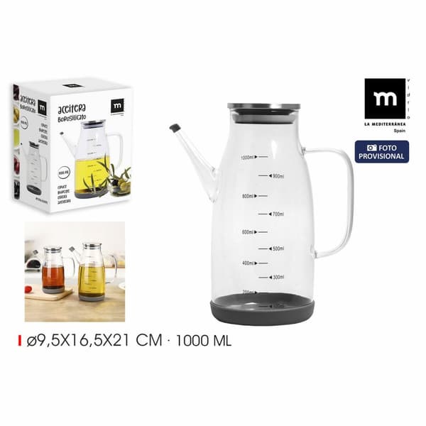 Cruet La Mediterránea Silikon Rustfritt stål 1 L (12 enheter)