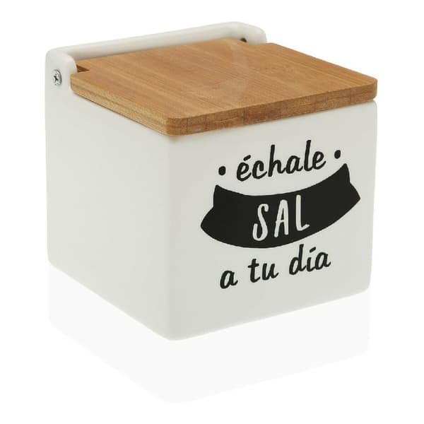 Saltkar med lock Versa Keramik Bambu (10,5 x 11 x 11 cm)