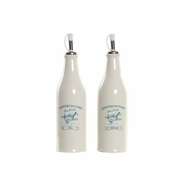 Olie og eddikesæt DKD Home Decor 250 ml Hvid Grøn Turkisblå Rustfrit stål Plastik Dolomite