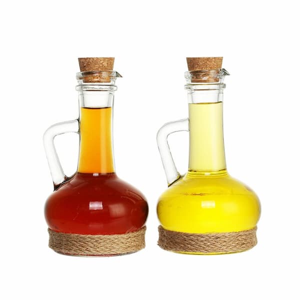 Olie og eddikesæt DKD Home Decor 9 x 9 x 16 cm Krystal Natur Gennemsigtig Kork 320 ml 2 enheder