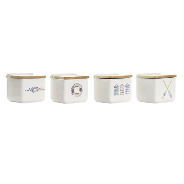 Kannellinen suolasirotin DKD Home Decor Laivasto Monivärinen Bambu Dolomite 12,5 x 12,5 x 11,5 cm