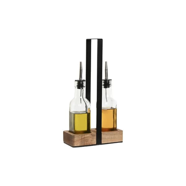 Sæt til krydderier Home ESPRIT Sort Natur Krystal Akacie 180 ml 15 x 7 x 28 cm