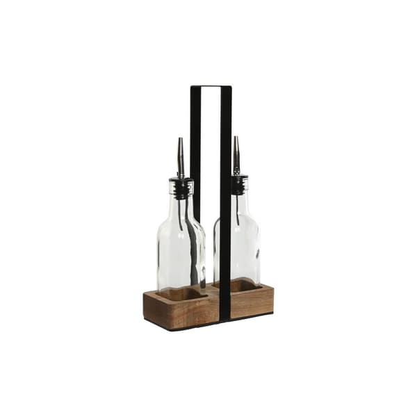 Sæt til krydderier Home ESPRIT Sort Natur Krystal Akacie 180 ml 15 x 7 x 28 cm