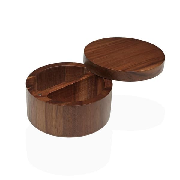 Saltkar med lock Versa Bambu Akaciaträ 11,7 x 6,8 x 11,7 cm