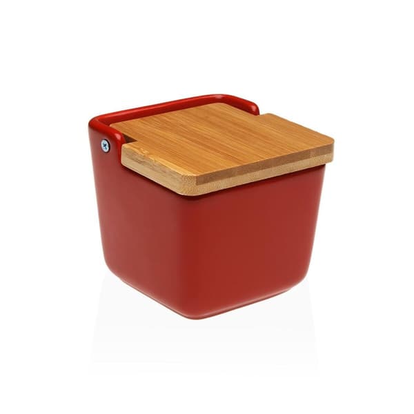 Saltkar med lock Versa Röd Keramik 8,8 x 8,5 x 8,8 cm