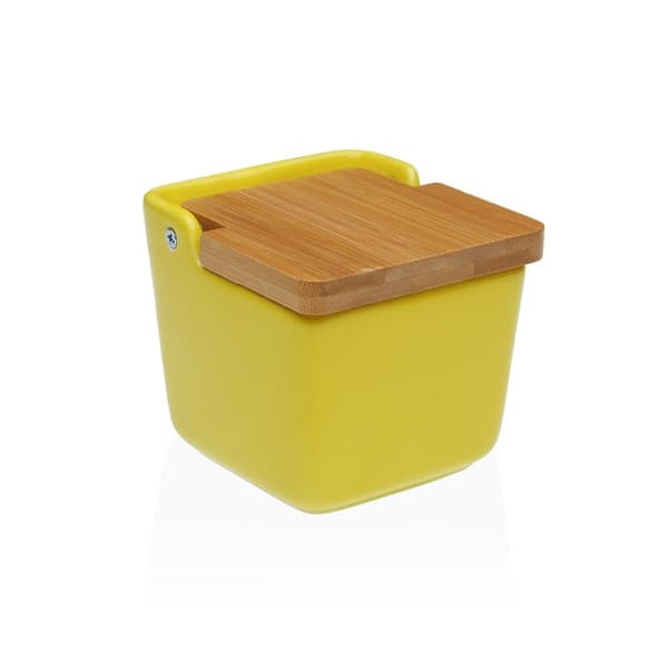 Saltkar med lock Versa Gul Keramik 8,8 x 8,5 x 8,8 cm