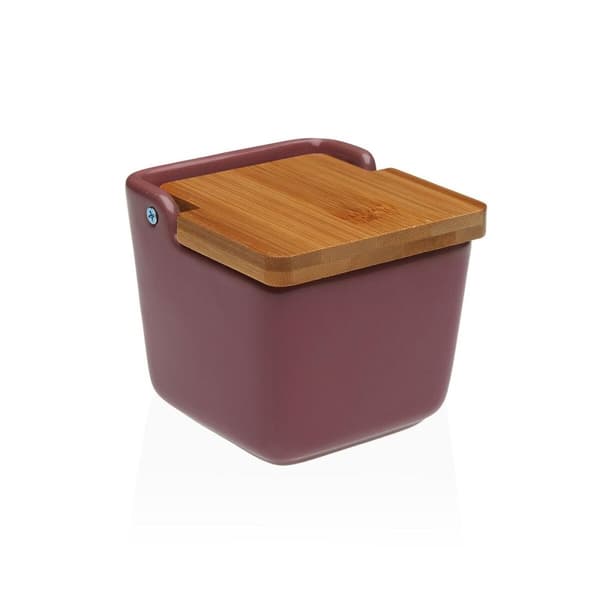 Saltkar med lock Versa BURGUNDY Keramik 8,8 x 8,5 x 8,8 cm