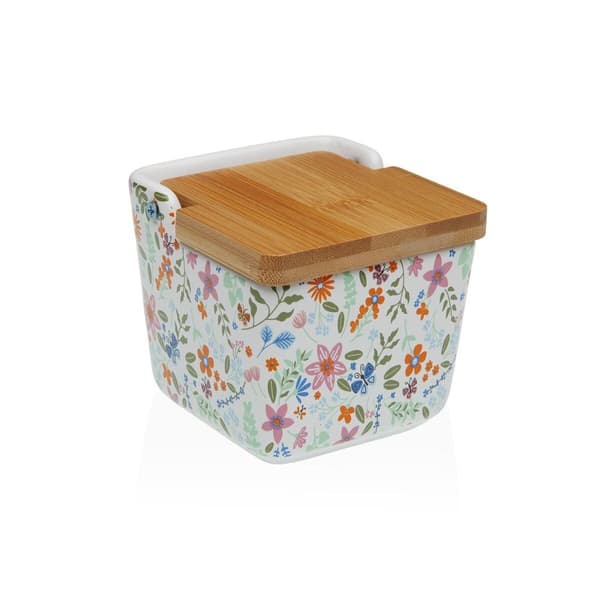 Saltbøsse med låg Versa Keramik Cvetlice 8,8 x 8,5 x 8,8 cm