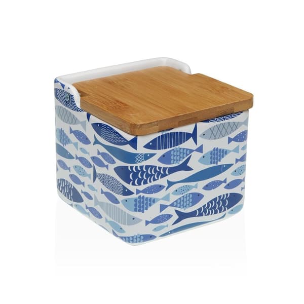Saltkar med lock Versa AQUA 2 Keramik Dolomite 12,2 x 11,5 x 12,2 cm