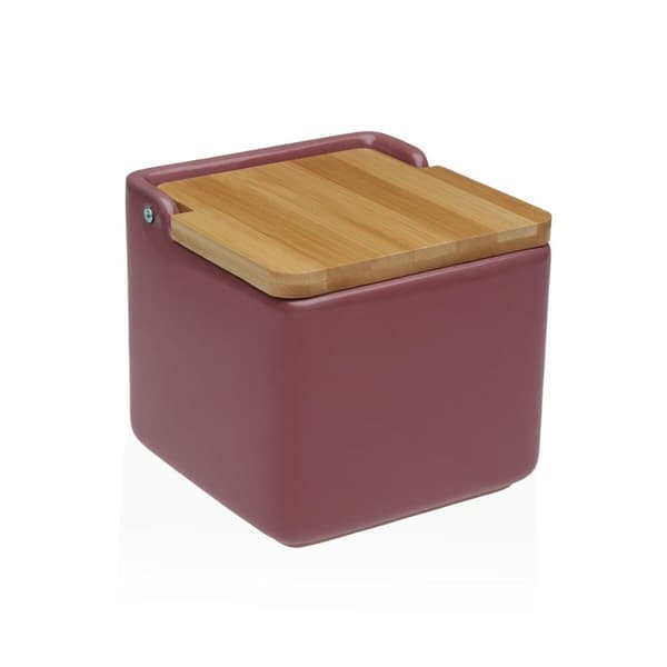 Saltkar med lock Versa BURGUNDY Keramik 12,2 x 11,5 x 12,2 cm