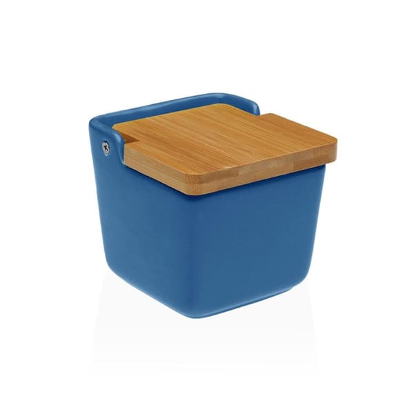 Saltkar med lock Versa Blå Keramik 8,8 x 8,5 x 8,8 cm