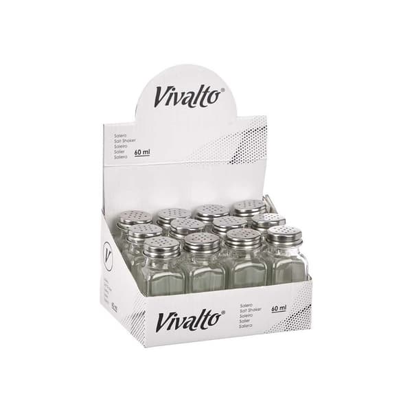 Suola-astia Vivalto YHP-F0409/DH12 Läpinäkyvä Metalli Lasi 4 x 9 x 4 cm (12 osaa)