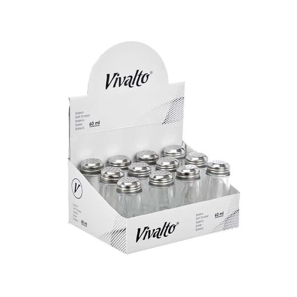 Suola-astia Vivalto YHP-SZ24/DH12 Läpinäkyvä Metalli Lasi 5,5 x 10,5 x 5,5 cm (12 osaa)