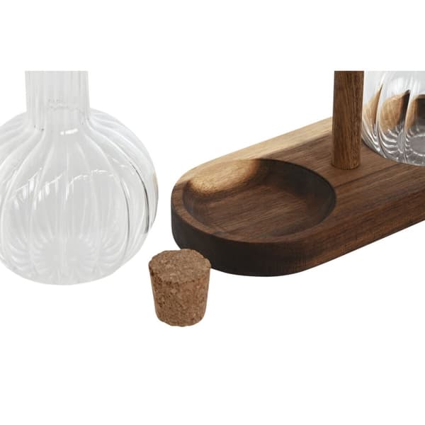 Olie og eddikesæt Home ESPRIT Natur Krystal Akacie 350 ml 20,4 x 9 x 21 cm