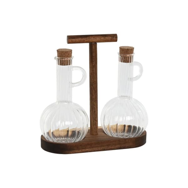 Olie og eddikesæt Home ESPRIT Natur Krystal Akacie 350 ml 20,4 x 9 x 21 cm