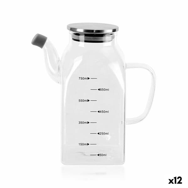 Flakon La Mediterránea Gennemsigtig Sølvfarvet Metal Borosilikatglas 0,75 L (12 enheder)