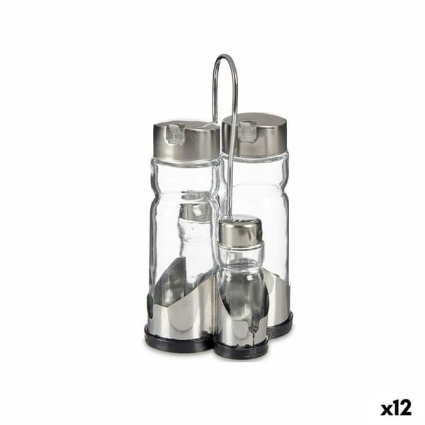 Kryddset Anna Transparent Silvrig 10 x 10 x 21 cm (12 antal)