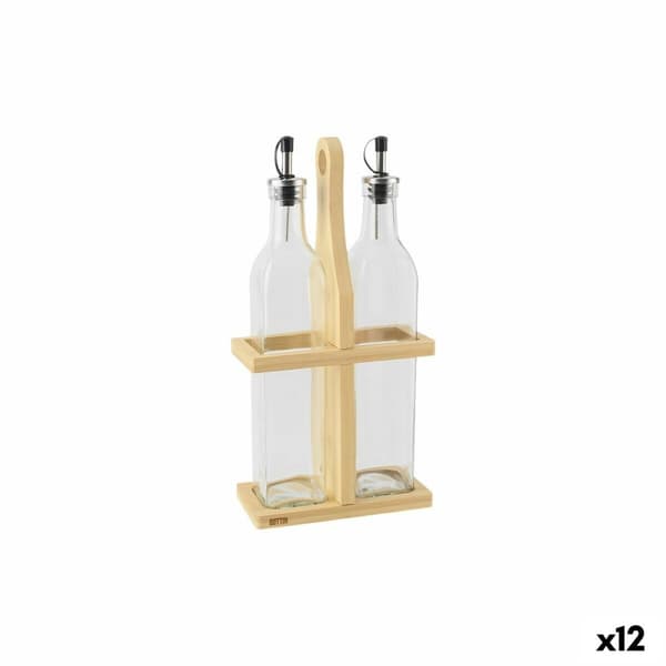 Kryddset Quttin Brun Transparent Glas Bambu 0,5 L 2 Delar (12 antal)