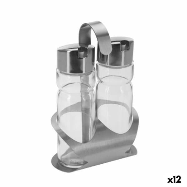 Kryddset Transparent Silvrig 12 x 8 x 19 cm (12 antal)