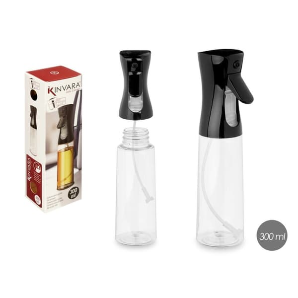Sprayflaska för olja eller vinäger Kinvara 23HD062106 Svart Transparent Polyetylen polypropen polystyren PET 300 ml 8 x 24 x 6 c
