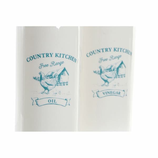 Set med olja och vinäger DKD Home Decor 250 ml Vit Grön Turkos Rostfritt stål Plast Dolomite