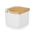 Miniatyrbild 2 av 3: Saltkar med lock Kinvara B5001 Vit Brun Keramik Bambu 800 ml 12 x 11 x 12 cm (6 antal)