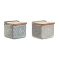 Miniatyrbild 1 av 3: Saltkar med lock Home ESPRIT Blå Beige Rosa Lila Bambu 750 ml 14 x 12,5 x 12 cm (2 antal)